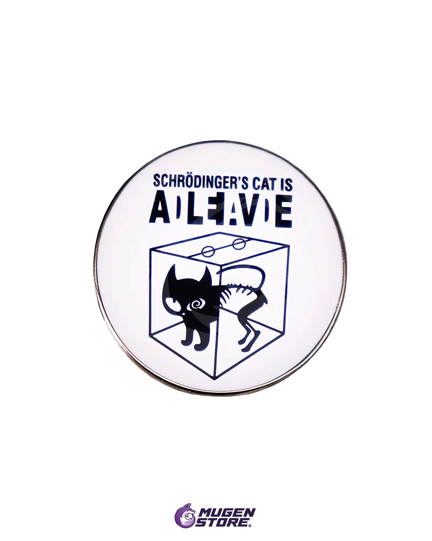 🧪 Pin “Schrödinger’s Cat is ALΞΛVE” – Física Cuántica en Meme 🐱📦