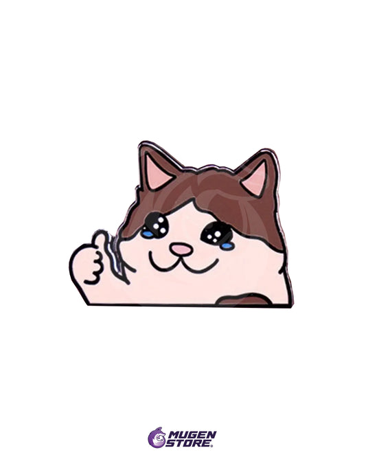 😿 Pin “Todo bien (llorando)” – Gato con pulgar arriba