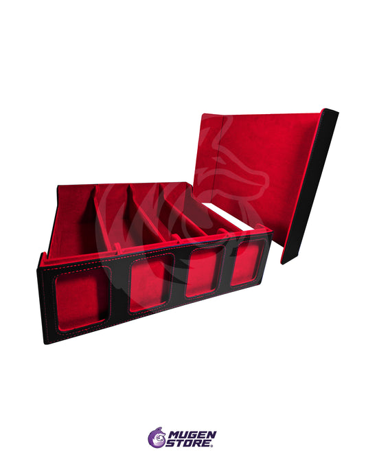 🟥 Caja de Almacenamiento Premium – Cuádruple Compartimento (Negro con Interior Rojo)