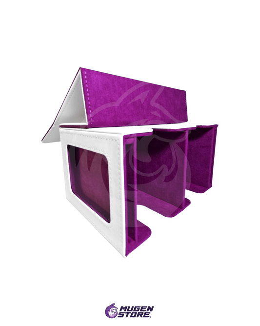 🃏 Caja de Almacenamiento Premium – Doble Compartimento (Blanco con Interior Morado)
