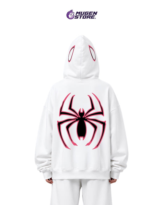 🕸️ HOODIE "NEON WEB" – GHOST-SPIDER EDITION (BLANCO)