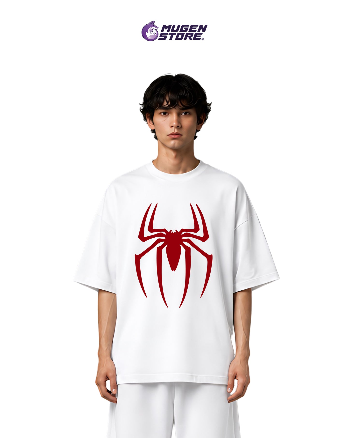 🕷️ Camiseta Oversize Spider Icon – White Edition