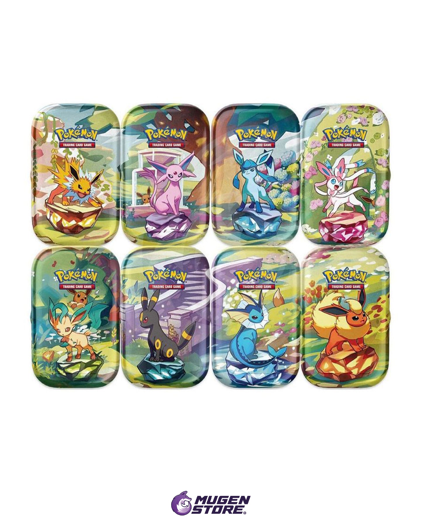 🌈✨ Pokémon TCG: Eevee & Evoluciones – Minilata Coleccionable | Español 🧲