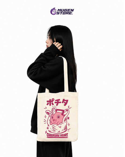 🪚 Tote Bag Pochita – Chainsaw Heart Edition