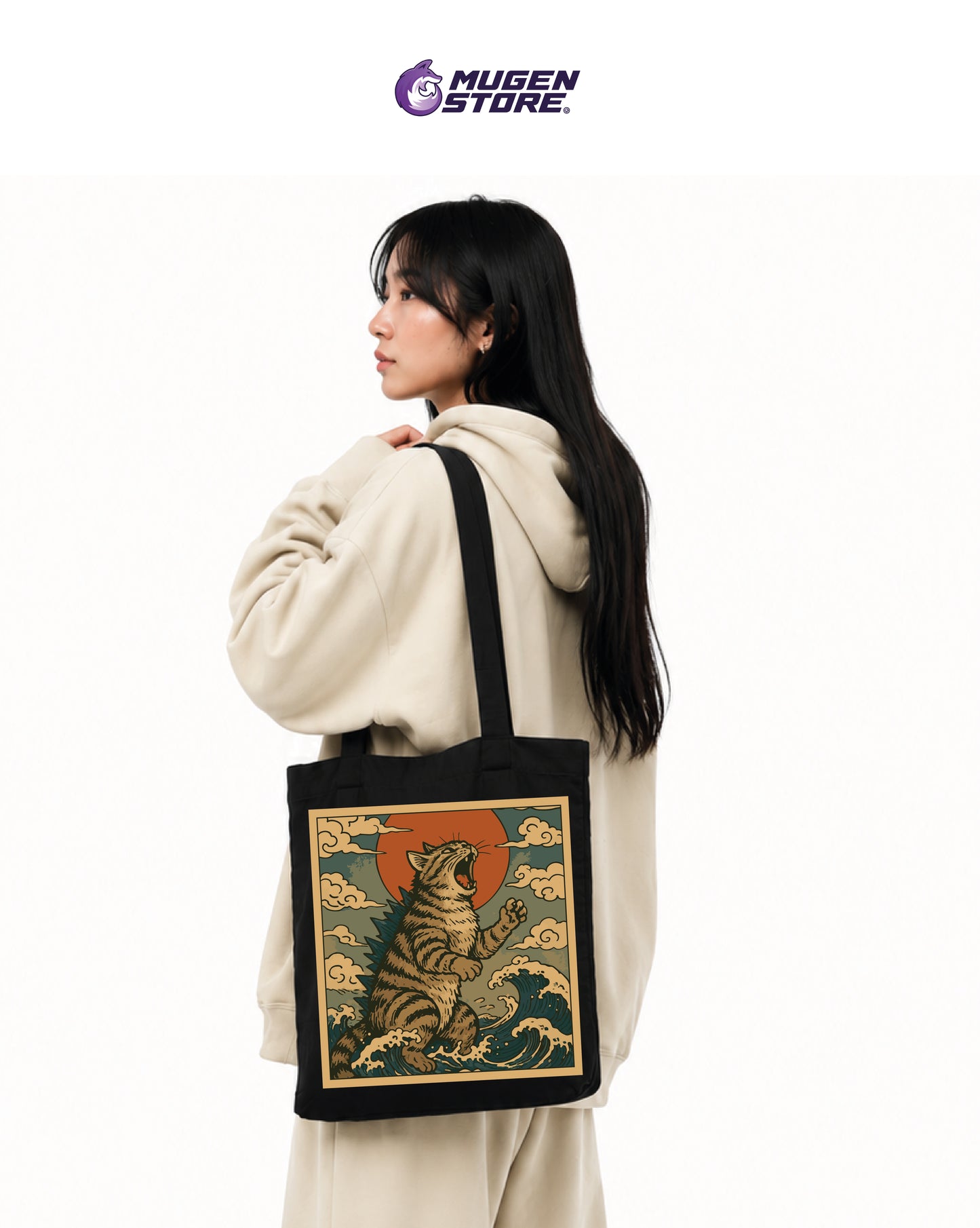 🐱 Tote Bag Ukiyo Cat – Japanese Art Edition